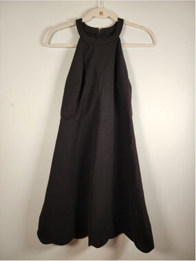 Lulus Mamacita Black Scalloped Halter Skater Mini Dress Size S